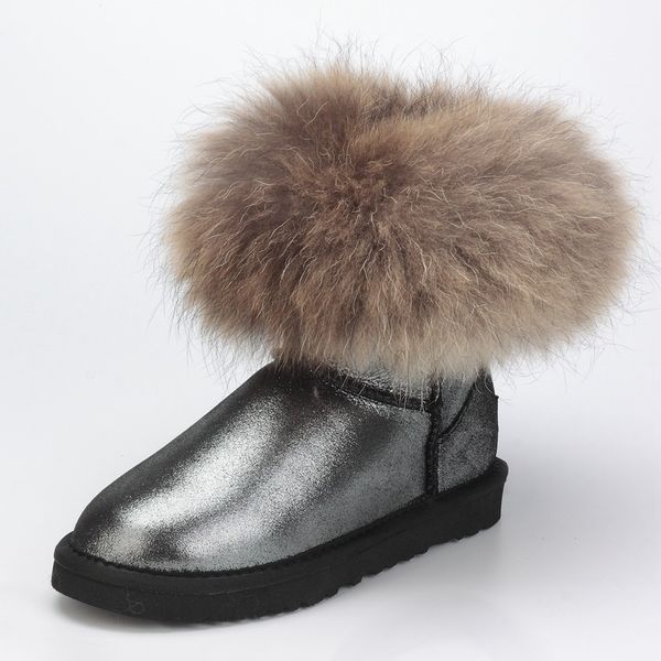 

Women Winter Boots Warm Genuine Cowhide Waterproof Snow Boots with Natural Fur Wholesale Dropshipping 10 pairs/lot