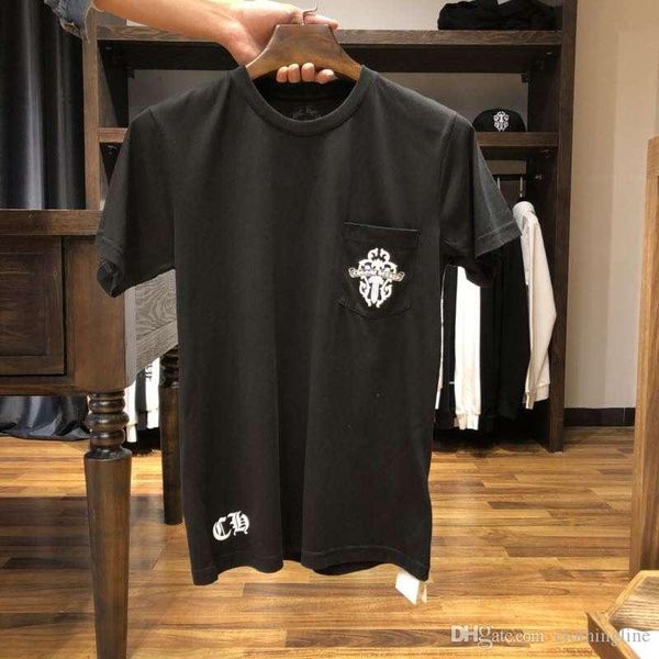 

2019 новый популярный логотип high-end ch печатная футболка с короткими рукавами пять мечей мужские и женские топы из чистого хлопка, White;black
