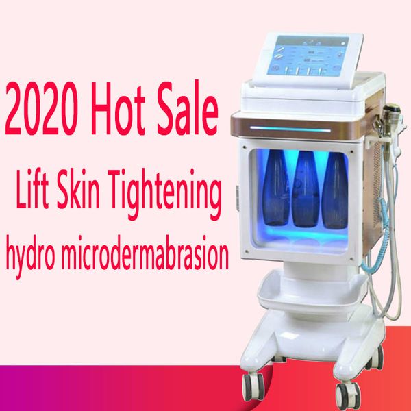 

new hydra facial microdermabration machine bio current oxygen spray radiofrequency rf face lift cooling massage hammer hydro facial peel zzh, Black;white
