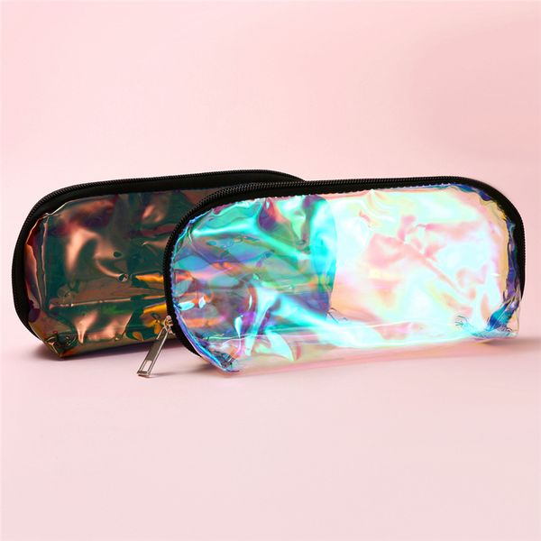 

1 pc cosmetic bag for women colorful laser makeup pouches zipper travel organizer toiletry wash beauty storage