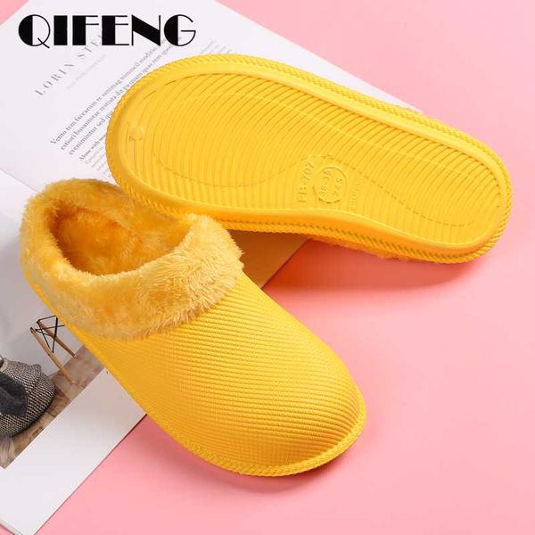

winter women fur slippers waterproof indoor shoes anti slippery cute slippers female fur slides fluffy slides warm men, Black