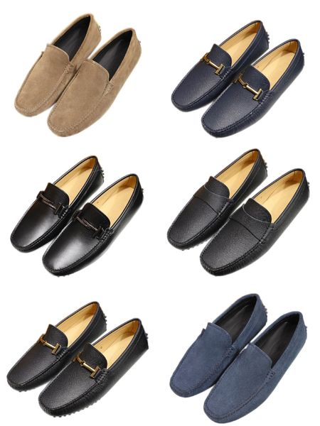 

new point beach catering mens loafers dress genuine leather slip on flats suede shoes with box, Black