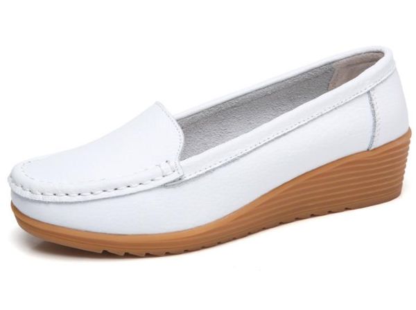 

women shoes leather flats wild breathable women's casual shoes 1379, Black