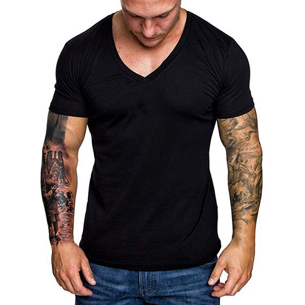 

calofe brand new solid v neck men's t shirt men fashion tshirts streetweaer fitness casual male t-shirt clothes camisa hombre, White;black