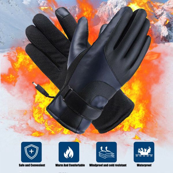 

3 colors motorbike motorcycle heated gloves winter warm usb charger pu leather gloves winter racing riding gloves, Blue;gray