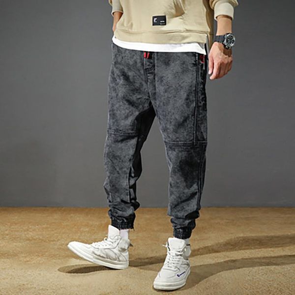 

men sport pants slim fit trousers running joggers sweatpants plus size streetwear pantalon homme multi-pocket pants hip hop, Black