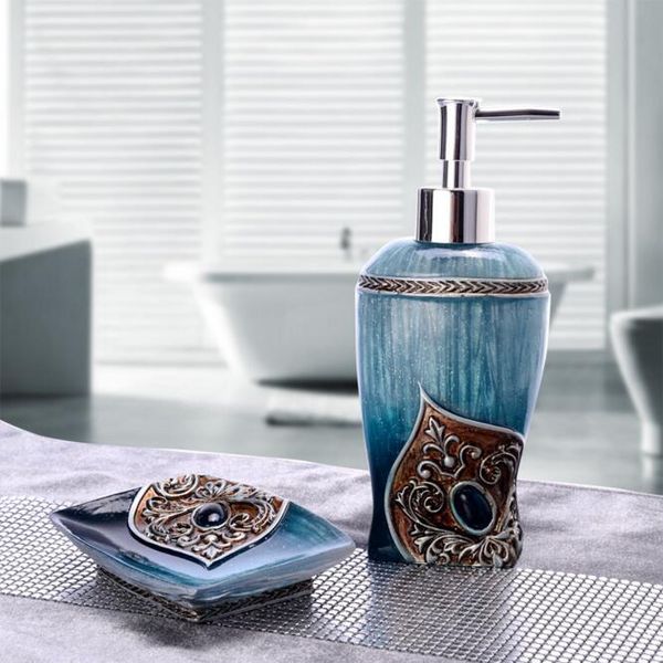 

2colors resin exotic bathroom accessories set soap dish lotion dispenser soap dish