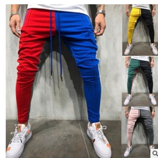 

2019 handsome style men's casual collage design personalized sports pants hip-hop slim men's pants, Black