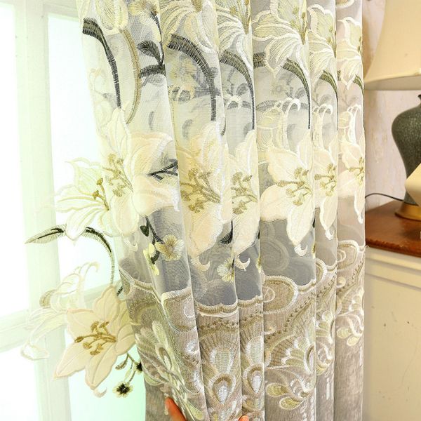 

embroidery chenille embroidered semi-blackout curtains european style fabric and tulle for living room villa bedroom