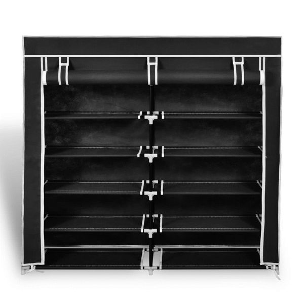 

fabric shoe cabinet with cover 115 x 28 x 110 cm black pull-out organizers