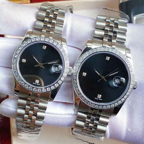 

luxury wristwatches lovers couples style classic quartz movement fashion diamond designer watches men mens women womens watch wristwatch, Slivery;brown