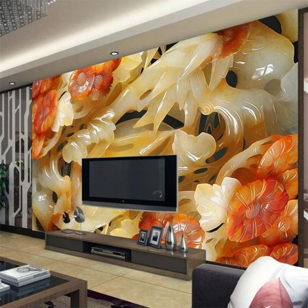 

mural custom wallpaper 3d mural high definition jade carving classical painting backdrop design papel de parede 3d wallpaper
