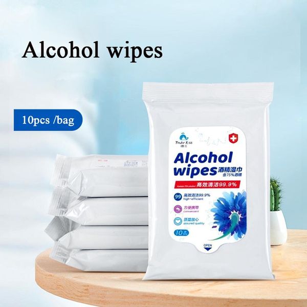 

75% Alcohol Wipes Disinfecting Disposable Hand Wet Wipes Alcohol Cleaning Wipe Portable Clean Disinfecting Dipes 10pcs/lot LJJA3887