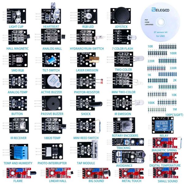 R3, Mega, Nano ile Freeshipping 37 in-1 Sensör Modülü Kiti