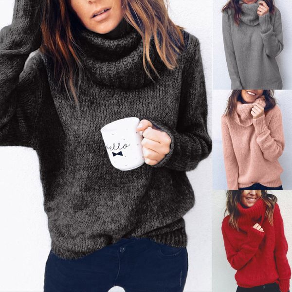 

ugly sweater women solid long sleeve turtleneck knitted sweater jumper pullover blouse ropa mujer, White;black