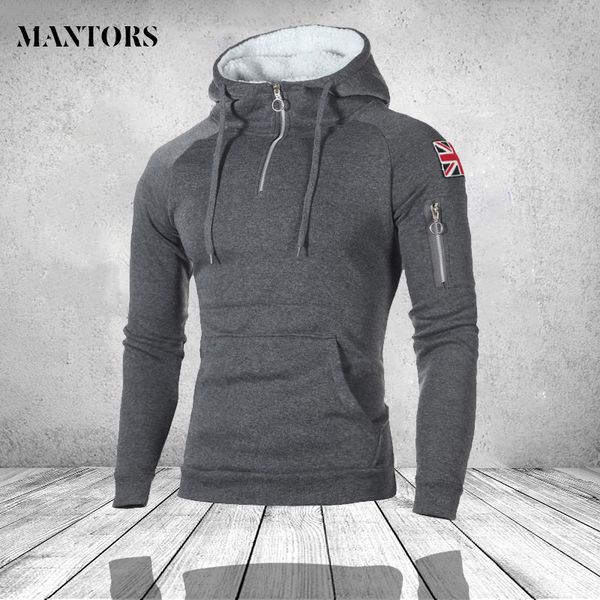 

fashion mens zipper hoodies hip hop sweatshirt autumn british flag men patchwork hooded tracksuit male hoody clothing, Black