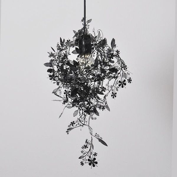 Flower Pendant Lamp Black White Gold Silver Colors Modern Garland Light Design Laser Lamps Kitchen Island