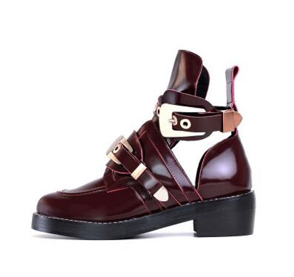 

2019 new paris classic ceinture ankle boots punk spirit high derby shoes black leather buckle boots cut-out ankle-high brushed lea9159739