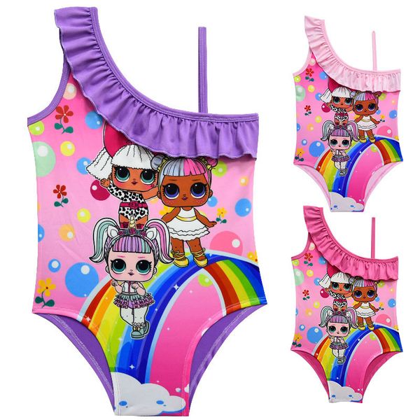 

2019 cartoon doll wim uit baby girl wimwear ummer ruffle bow wimming uit kid de igner one piece beach clothing