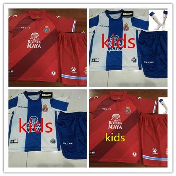 

высокое качество 2019 2020 детских наборов для футбола джерси эспаньол b. иглесиаса испанского джерси лео баптистан у лого депортиво эспаньо