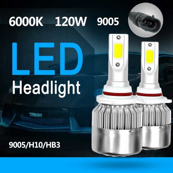 

1 pair h7 h11 880 9005 9006 cob car led headlight bulbs hi-lo beam 120w 4000lm 6000k auto headlamp canbus led car light 12v