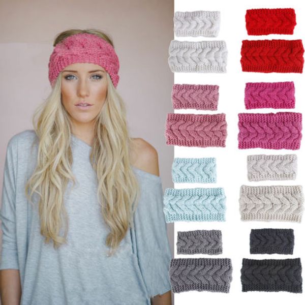 

2pcs women baby girl knitted crochet scarf headband hats set knit hairband ear warmer winter headwrap winter warm clothes, Blue;gray