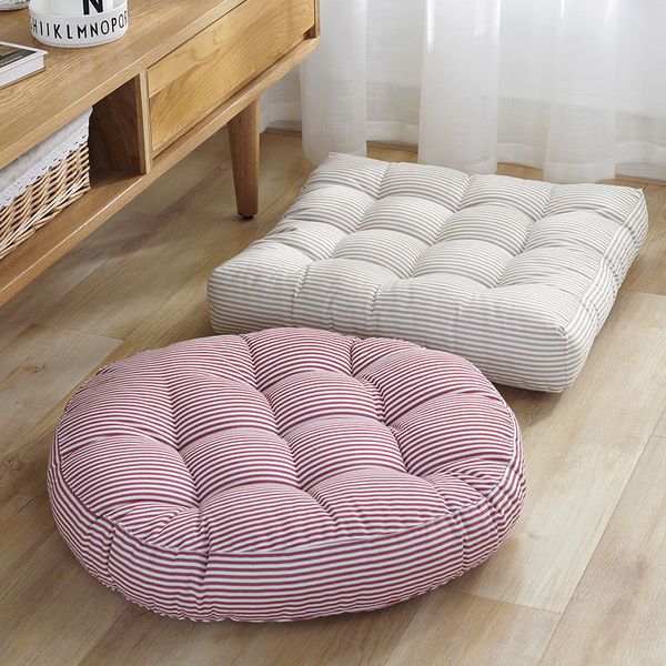 

42cm/45cm cotton linen striped dining cushion chair seat cushion pillow corduroy tatami mat round futon pad chair gift
