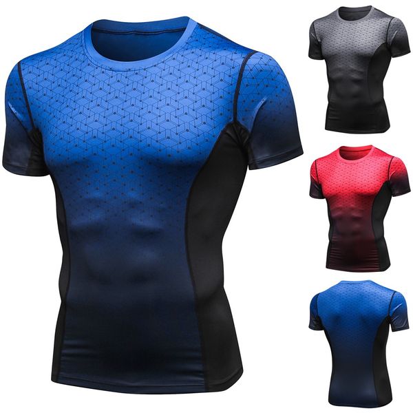 

sports men's clothing running fitness men's summer new style sports fitness fast dry clothes short sleeves outdoor, Black;red