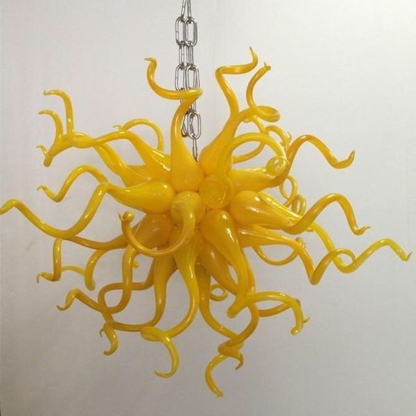 

24 inches yellow arts led chandelier lamp lights hand blown chandeliers living room bedroom art glass home pendant lamps