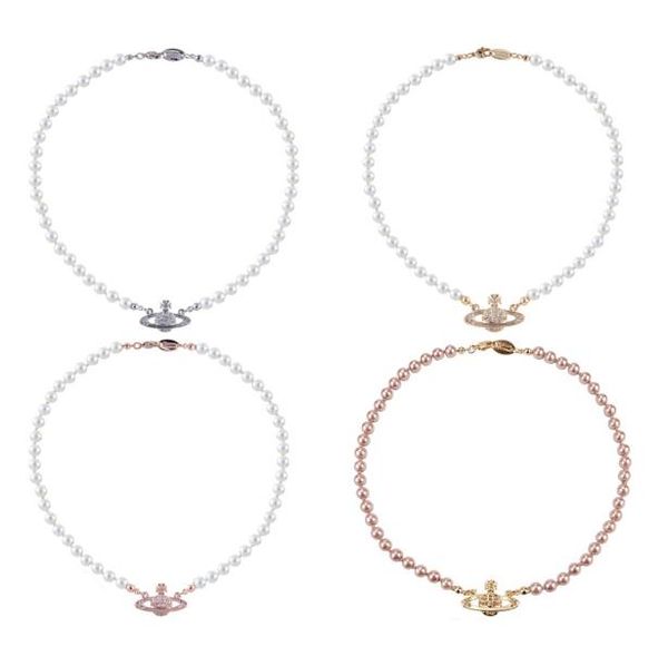 

fashionable female necklace brand western queen mother vivienne vivienne saturn pearl necklace clavicle chain punk atmosphere, Silver