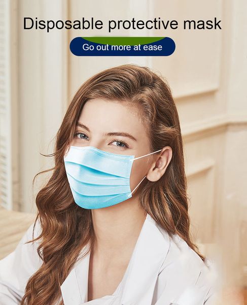 

Disposable Face Masks with Elastic Ear Loop 3 Ply Breathable and Comfortable for Blocking Dust Air Pollution Protection Pack masks