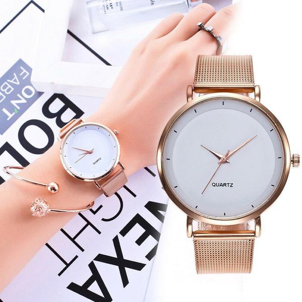 

women quartz watch alloy mesh round dial fashion watches girls festival gifts, Slivery;brown