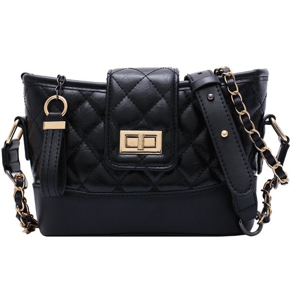 

191125 ivog new arrival everyday ladies small black crossbody messenger handbag quilted chain bucket bags for women 2019