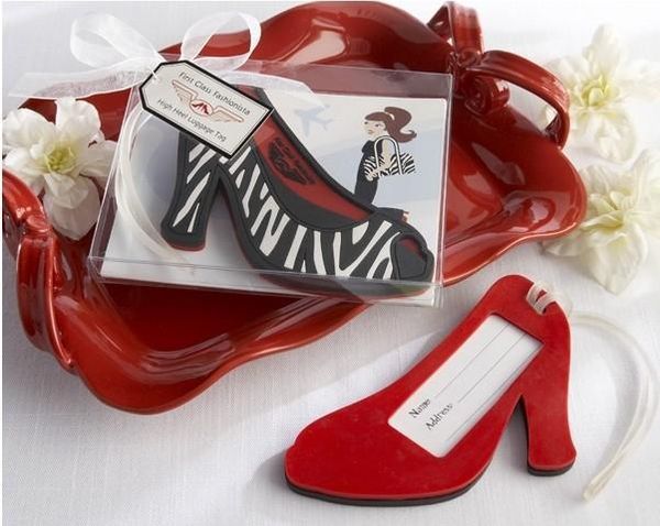 First Class Fashionista High Heel Shoe Luggage Tag Wedding Favors