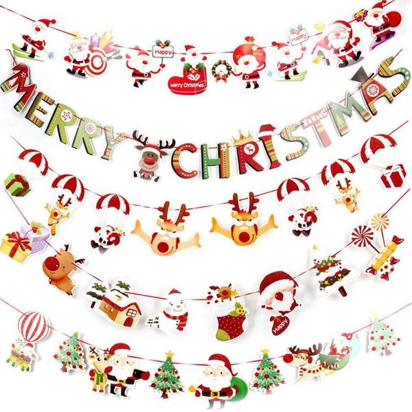 

christmas party hanging garland snowman santa claus elk sock banner xmas supplies