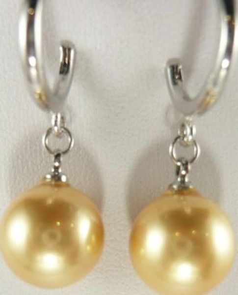 

encantador 12mm amarillo perla de concha bien pendientes, Silver