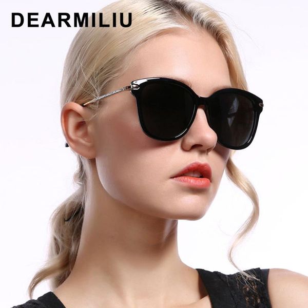 

dearmiliu women's polarized sunglasses driving cat eye oversize frame pilot sun glasses male goggle uv400 gafas de sol for women, White;black