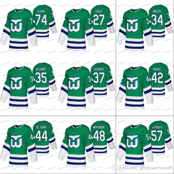 

Youth Carolina Hurricanes Andrei Svechnikov Whalers Night Green Jersey Trevor van Riemsdyk Clark Bishop Lucas Wallmark Teuvo Teravainen