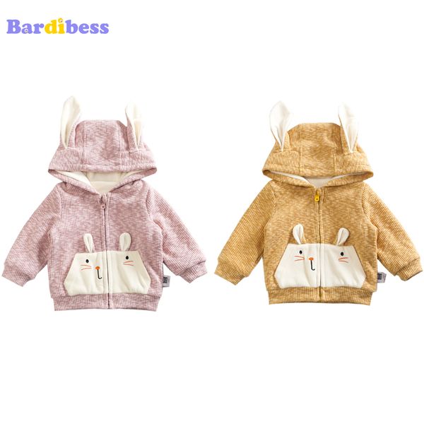 

bardibess children's jackets newborn cartoon full sleeve baby girl clothes winter 2018 fashion plus velvet baby coat for girls, Blue;gray