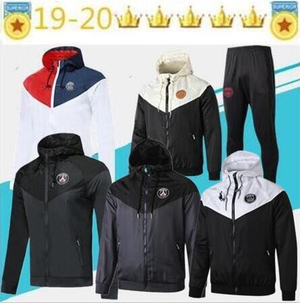 

mens psg hoodie windbreaker 2019 20 autumn thin jackets brand running jacket sports hooded coats male sportwears, Black