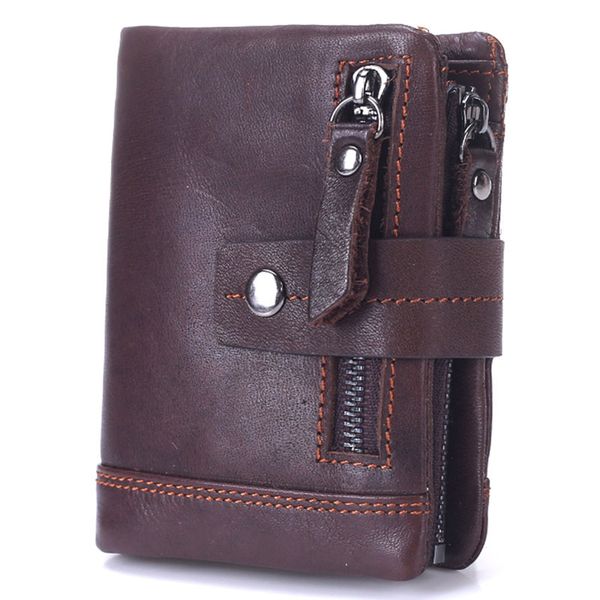 

men wallet vintage casual 100% real genuine cowhide wax leather short bifold wallet purse coin pocket male drop shipping, Red;black