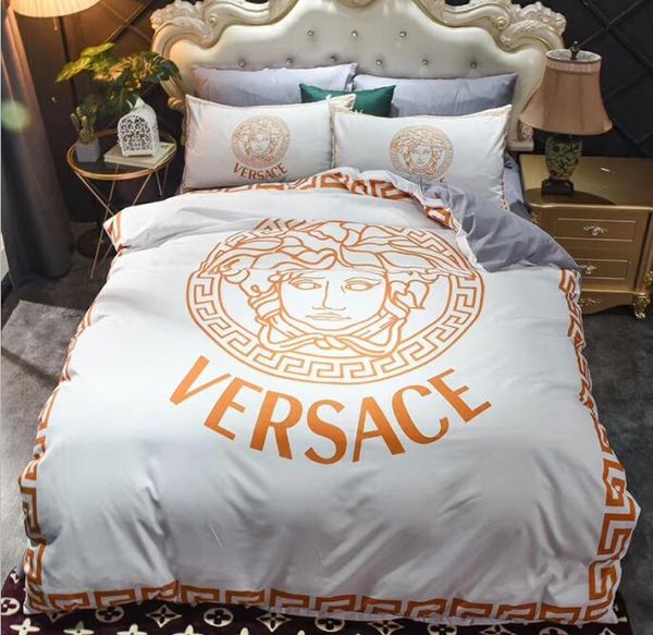 

european home bedding set soft and comfortable fashion printing letter mocha cotton sheets four sets of 4 sets 5090