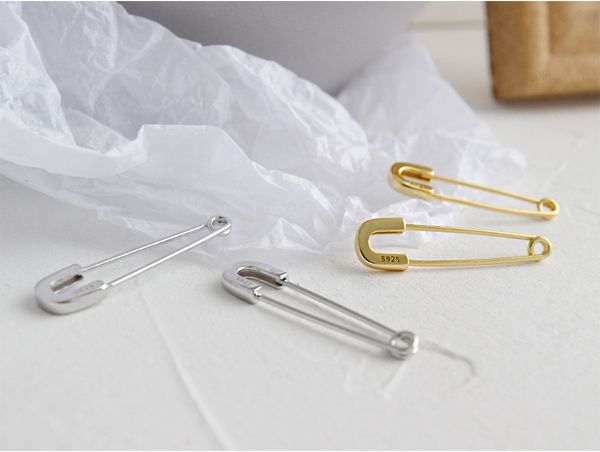 

maxi quality designer style s925 sterling silver earrings instagram cool wind temperament pin earrings silver earrings, Golden