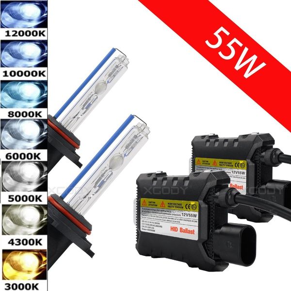 

55w 12v hid xenon h7 light conversion kit headlight bulbs for car h3 h1 9006 9005 h4 h11 h8 h9 h10 h13 4300k 6000k 8000k 12000k