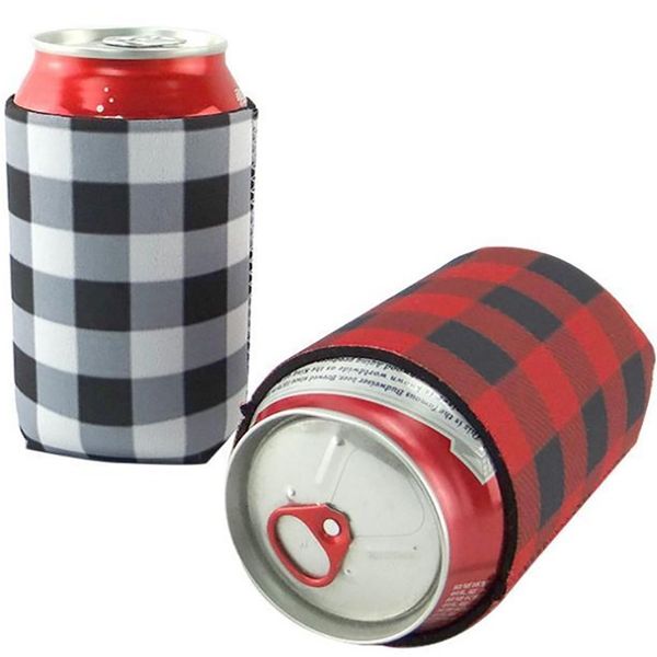 

red plaid cooler bag blanks neoprene beer cup sleeve can cover wedding gift tin wraps kitchen tools fa2314