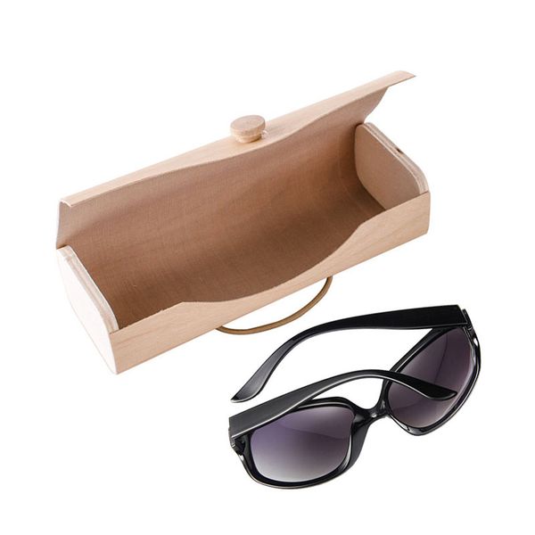 

portable wooden sunglasses box case eye glasses clam shell protector new, Silver