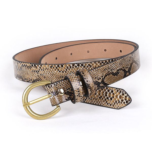 

olome vintage punk python leather belt women snake skin waist belts wide female gold buckle jeans dress belt for ladies girls, Black;brown