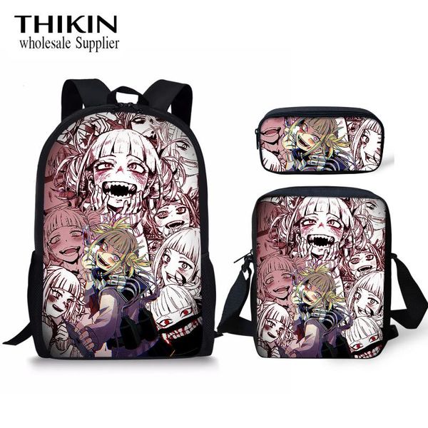 

thikin my hero academia himaga toga student school bag for teenager boys girls cartoon children 3pcs schoolbag sets kids mochila