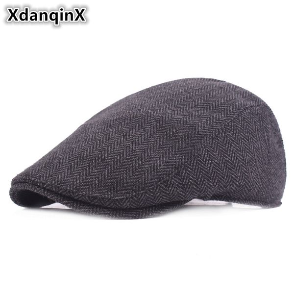 

winter men's hat wool berets simple fashion male bone thicker duck hats adjustable size dad's hat sombrero de hombre, Blue;gray