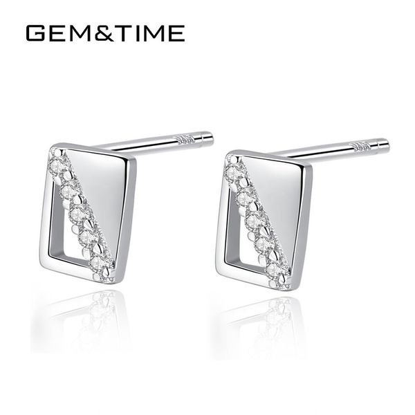 

gemtime созданный прямоугольник кубический циркон серьги стержня sterling 925 серебряные серьги способа chrám ювелирных изделий партии подар, Golden;silver